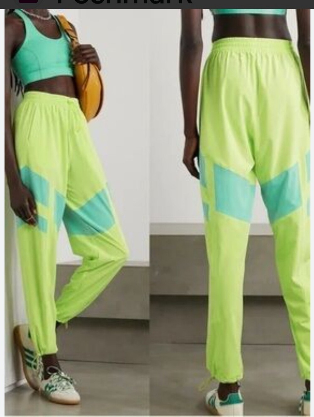 Outdoor Voices Neon Lime and Aqua Colorblock Track Pants Sz XL